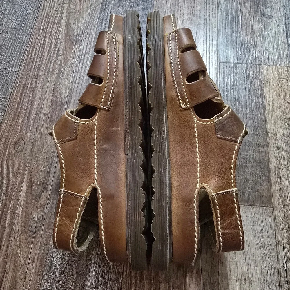 Dr. Martens Vintage Fisherman Sandals Mens 7 Brown Leather Caged Buckle Grunge